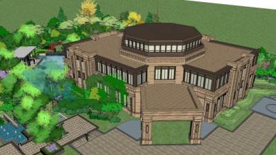 香榭丽公馆售楼处SU模型下载_sketchup草图大师SKP模型
